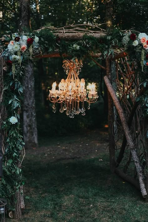 Gothic Wedding Inspiration – 61 Ideas For A Dramatic Style Wedding Arches Outdoors, Dark Wedding Theme, Enchanted Forest Wedding, Goth Wedding, Dark Wedding, Garden Weddings, Whimsical Wonderland Weddings, Whimsical Garden, Floral Arch