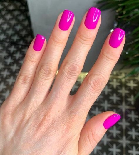 Fuchsia Gel Nails, Pink Nails Fucsia, Fushia Pink Almond Nails, Magenta Dip Nails, Fuchsia Nail Color, Bright Pink Gel Nails Short, Bright Magenta Nails, Dark Pink Dip Nails, Magenta Toe Nails