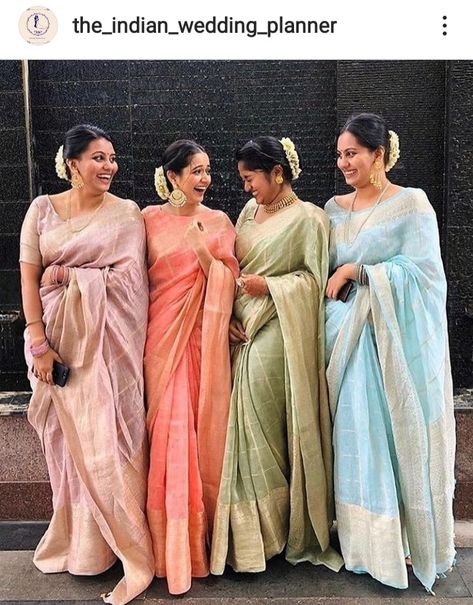 Ashika Ranganath, Pastel Bridesmaids, Bridesmaid Photoshoot, Indian Bridesmaids, Bridesmaid Saree, Saree Poses, Simple Sarees, South Indian Wedding, Stylish Sarees