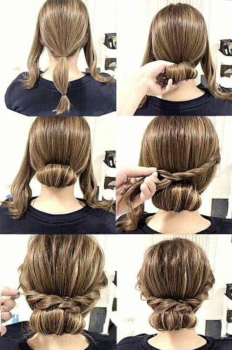 Cute Simple Hairstyles, Simple Wedding Hairstyles, Peinados Fáciles Para Cabello Corto, Penteado Cabelo Curto, Blonde Bobs, Braided Updo, Stylish Hair, Hair Stuff, Girls Hair