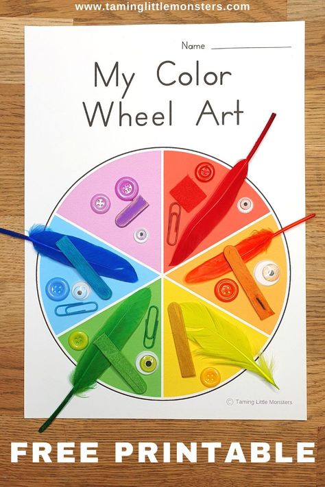 Preschool Color Theme, Color Wheel Lesson, Color Wheel Art Projects, Art For Preschoolers, Color Art Lessons, Color Wheel Art, Prek Crafts, Kindergarten Colors, Art Unit