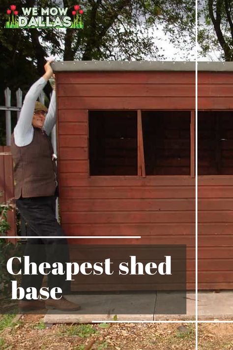 cheapest shed base Diy Shed Base, Diy She Shed Cheap, Shed Foundation Ideas, Small Outdoor Shed, Cheap Storage Sheds, Building A Shed Base, Concrete Sheds, Diy She Shed, Sheds Ideas Backyard