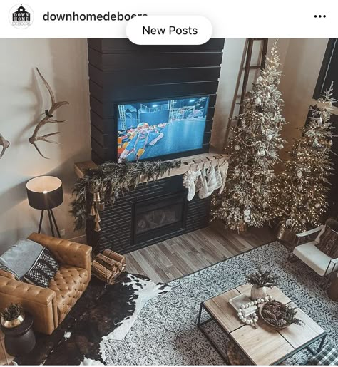 Deboer House, Down Home Fab, Western Living Room Decor, Chelsea Houska, Western Living Room, Bioethanol Fireplace, Room Vibes, Modern Farmhouse Living Room, Western Home