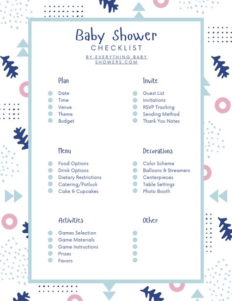 a baby shower checklist Plan Baby Shower Checklist, How To Host A Baby Shower Tips, Baby Shower Needs List, Baby Shower List To Buy, Planning A Baby Shower For A Boy, Baby Shower Checklist Printable Free, Baby Shower List To Do, Baby Shower Itinerary Ideas, How To Throw A Baby Shower Checklist