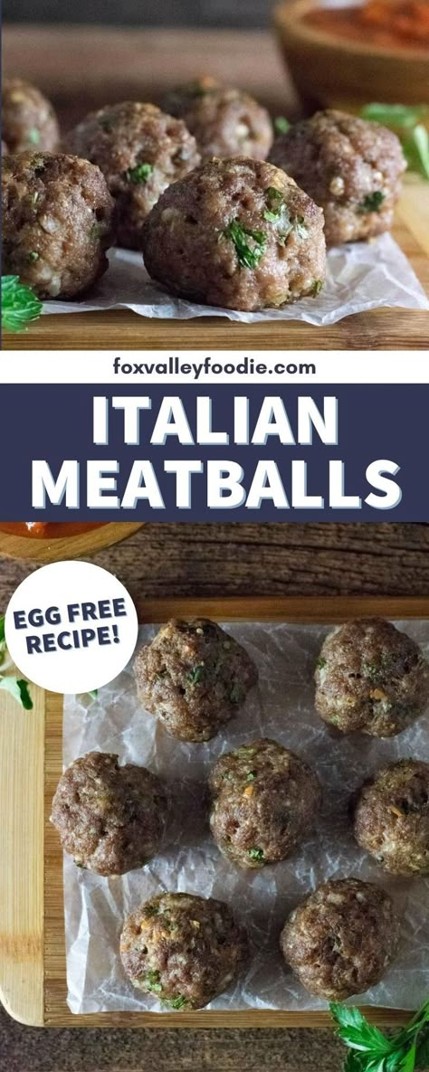 These flavorful Italian meatballs without eggs are just as tender and delicious as traditional meatballs. The secret is making sure you add enough liquid. That's right, you can make incredibly delicious and juicy meatballs the whole family will love using simple ingredients, and no one will know they are eggless meatballs. Meatball Recipe No Egg, Homemade Meatballs No Egg, Homemade Meatballs Without Egg, Meatballs Without Tomato Sauce, Eggless Meatball Recipes, Tiny Meatballs Recipe, Meatball Recipes Without Eggs, Meatball Recipes No Egg, No Egg Meatballs