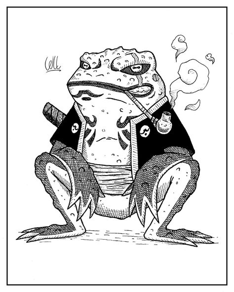 Inktober 2023 - Day 8: Toad Naruto Toad, Nature Tattoo Sleeve, Inktober 2023, Nature Tattoo, Tattoo Reference, October 8, Nature Tattoos, Dope Tattoos, Anime Tattoos