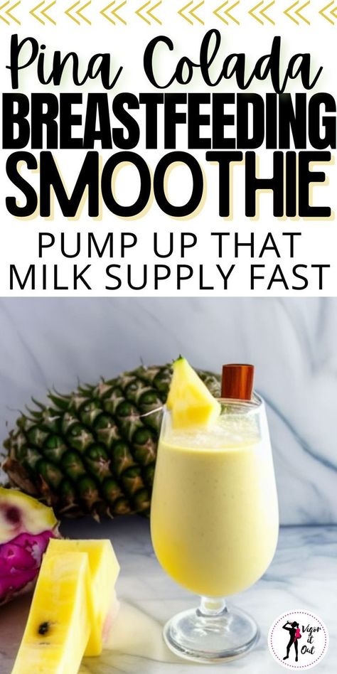 Pina colada smoothie to pump up milk supply for breastfeeding fast Milk Supply Drink, Drinks To Boost Milk Supply, Breastfeeding Drinks Milk Supply, Lactation Drinks Milk Supply, Milk Supply Increase Drinks, Postpartum Smoothie Recipes, Lactation Drinks Recipes, Breastfeeding Breakfast Ideas, Snacks To Increase Breastmilk Supply