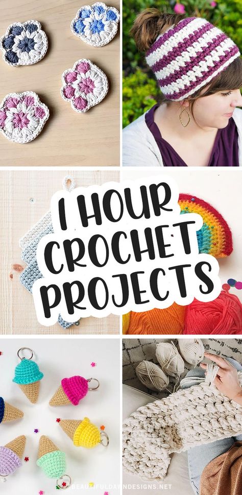 Very Quick Crochet Projects, Free One Hour Crochet Patterns, Crochet In An Hour, Quickest Crochet Projects, Best First Crochet Project, Crochet Projects Without Stuffing, Begginers Crochet Projects Easy Patterns, Crochet Project Beginners, Crochet Craft Sale Items