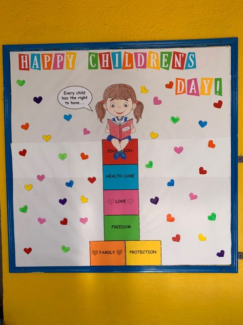 Children's Day Celebration Chart, Childrensday Decoration In School, Childrens Day Celebration In School, Children's Day Placard Diy, Children Rights Drawing, Childrens Rights Poster, Children's Day Decoration Ideas In School Classroom, Children Rights Poster, Children's Day Charts For School