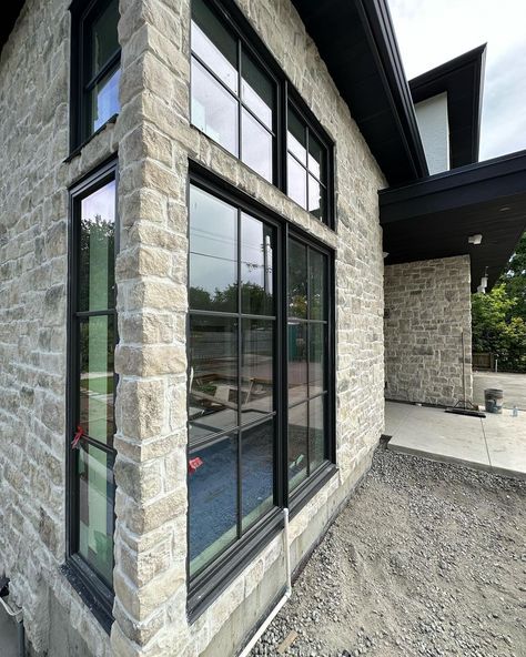 Loire Valley from Eldorado Stone available at I-XL Building Products Masonry House Exterior, Eldorado Stone Loire Valley, Stonework On House Exterior, Loire Valley Eldorado Stone, Ohana House, Masonry Architecture, Exterior Stone Veneer, Stone Veneer Exterior, Eldorado Stone