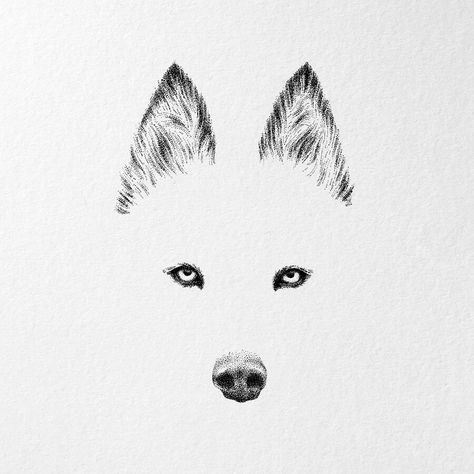 Minimalist Husky. Stippling Ink Drawings. Click the image, for more art by Nelly Todorova. Husky Tattoo, Husky Drawing, Small Dog Tattoos, Minimalist Tattoo Ideas, Tattoos For Dog Lovers, Dog Line Art, Ink Artwork, Ink Drawings, Dog Tattoo