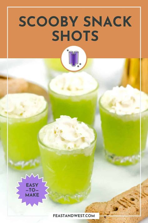 Recipes From Tv Shows, Mario Themed Cocktails, Scooby Shots, Homemade Scooby Snacks, Shrek Drinks, Scooby Snacks Jello Shots, Scooby Snacks Recipe, Tropical Shots, Scooby Snack Shot Recipes