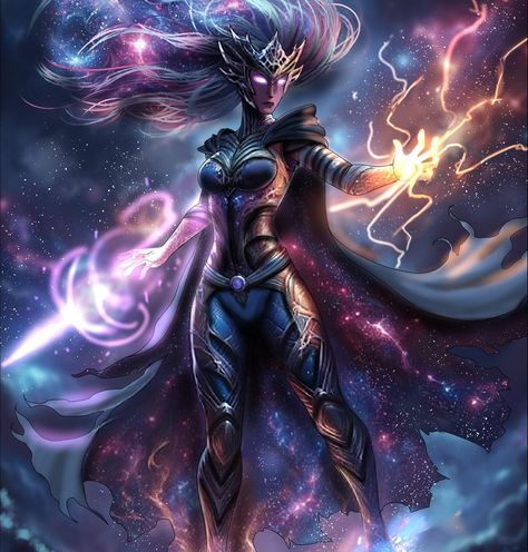 Kindra the Sorceress was destined for greatness. Her natural mastery of cosmic energies enabled her to cast spells capable of bending reality. She fights to keep the galaxy’s balance, her powers both a spectacle and chaotic . . . . . #starball #galacticgladiators #anime #animeart #marvelart #comicbookart #comicart #animeinsta #fanart #artwork #characterart #fighters #coolart #gaming #comicart #superhero #dccomicart #ninjaturtles #characterdesign #spacefantasy #digitalsketch #artoftheday Energy Bending, Reality Bending, Evil Sonic, Halloween Make Up Looks, Demon Character, Destined For Greatness, The Sorceress, Space Fantasy, Halloween Make Up