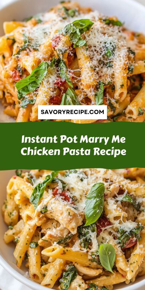 Instant Pot Marry Me Chicken Pasta is a game-changer for dinner! This hearty recipe blends succulent chicken, flavorful spices, and creamy pasta for an unforgettable meal. Perfect for any occasion, it’s a standout among Instapot Recipes. Treat yourself and your loved ones to this delightful, easy-to-make dish! Instant Pot Marry Me Chicken, Marry Me Chicken Pasta, Quick Chicken Dinner, Instant Pot Pasta Recipe, Savory Recipe, Marry Me Chicken, Cooked Pasta, Instant Pot Recipes Chicken, Pasta Dinner Recipes