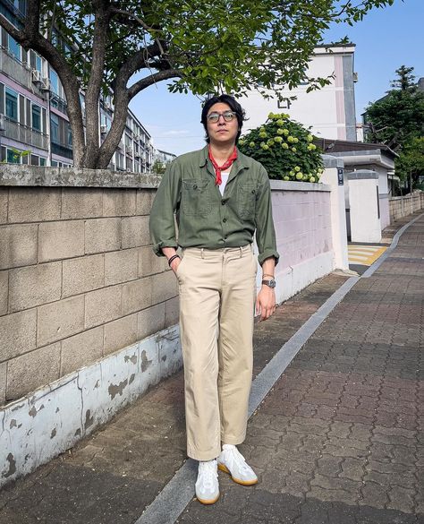 Mexican Street Fashion Men, Vintage Smart Casual, Americana Style Men, Japanese Americana Fashion Men, Japanese Minimalist Fashion Men, Casual Summer Outfits Men, Western Fashion Men, Military Jacket Outfits, Americana Fashion Men