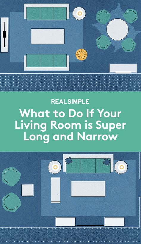 What to Do if Your Living Room is Super Long and Narrow | Divvy up the space to get the most out of the oddly shaped square footage. Opt for either two defined spots or a more fluid layout. Take a look at some ideas. Interior Art Deco, Long Narrow Living Room, Dining Room Layout, Rectangular Living Rooms, Long Living Room, Narrow Living Room, Living Room Layout, Living Room Furniture Layout, Furniture Placement