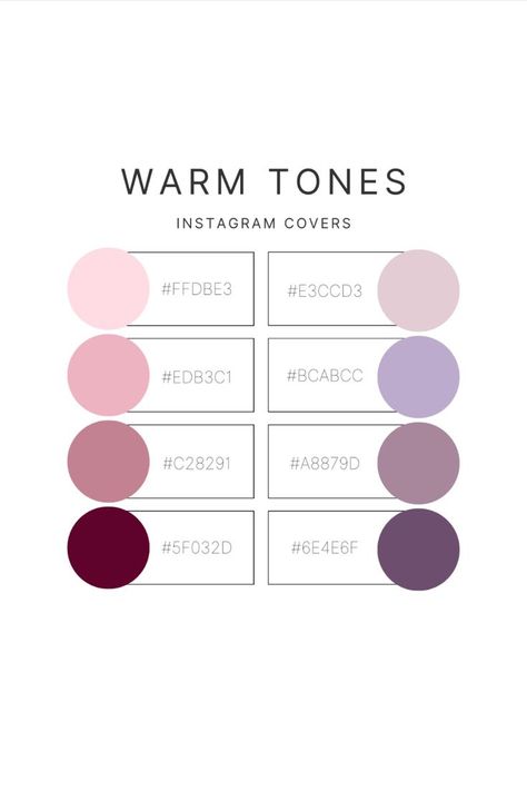 Color palette for Instagram cover; warm tone color palette; best color palette for warm tones; warm tones pinks and purples color palette for posting on social media--Instagram, Facebook, TikTok; with hex number codes Colour Palette Hex Codes Goodnotes, Neutral Color Palette Numbers, Color Combos Hex Codes, Mauve Color Palette Hex Codes, Goodnotes Color Hex Codes, Red Colour Palette Hex Codes, Purple Hex Codes Colour Palettes, 12 Color Palette Hex Codes, February Color Palette Hex Codes