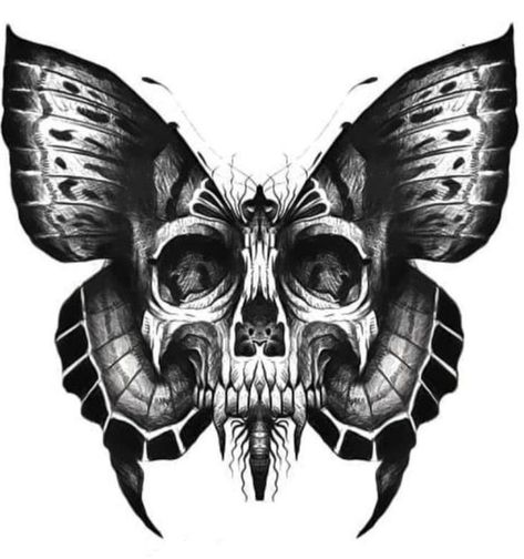 Skull Butterfly Tattoo, Mens Butterfly Tattoo, Gotik Tattoo, Black Butterfly Tattoo, Moth Tattoo Design, Skull Art Tattoo, Skull Butterfly, Throat Tattoo, Butterfly Artwork