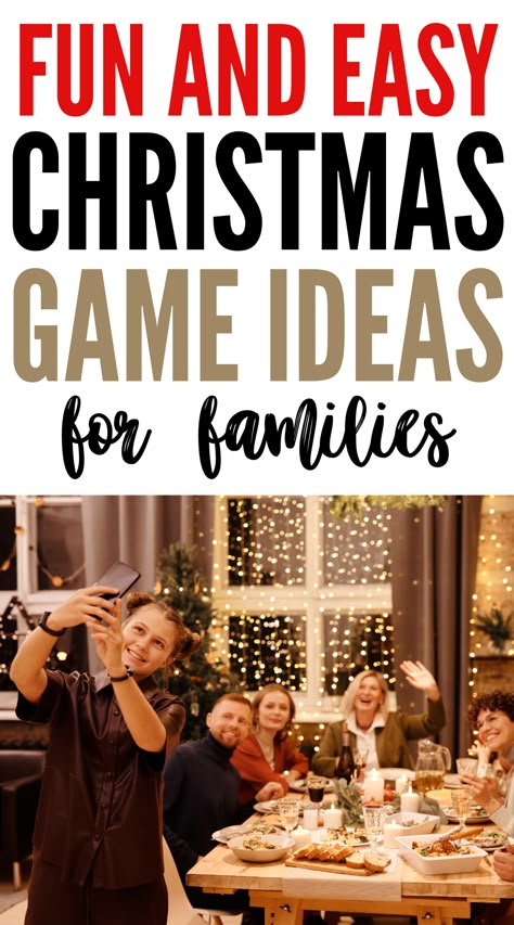 Make your holiday unforgettable with these fun Christmas games that everyone will enjoy! From family-friendly activities to laugh-out-loud moments, these games will bring extra joy to your celebration. Save this pin to start planning your festive fun today! Games To Play For Christmas With Family, Interactive Family Christmas Games, Indoor Family Christmas Games, Fun Christmas Games Family, Games To Play On Christmas Day, Games To Play For Christmas Party, Best Christmas Family Games, Fun Family Xmas Games, Games To Play On Christmas With Family