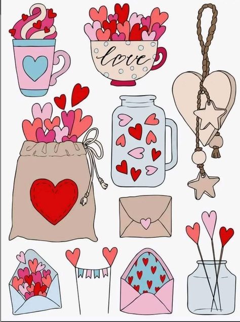 Valentine Doodles Hand Drawn, Valentines Doodles, Valentine Doodles, Doodle Illustrations, Valentine Doodle, Valentines Wallpaper Iphone, Valentine's Day Illustration, Valentines Illustration, Love Doodles