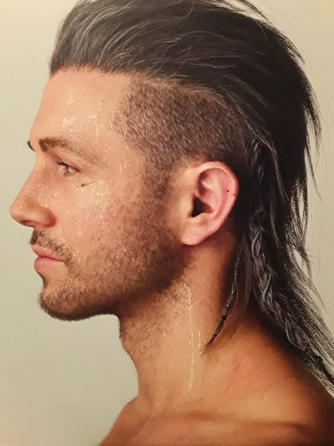 Undercuts For Men With Long Hair, Mens Fantasy Hair, Rocker Hairstyles Men, Unique Mens Hairstyles, Viking Hair Men, Long Hair Mohawk, Nyx Ulric, Male Hair Styles, Curly Mohawk Hairstyles