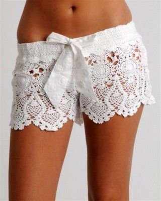 Have to Have...got to have the shorts to match the dress & wedding Lace Short, Shorts White, Lace Shorts, Cover Up, Crochet, Lace, White