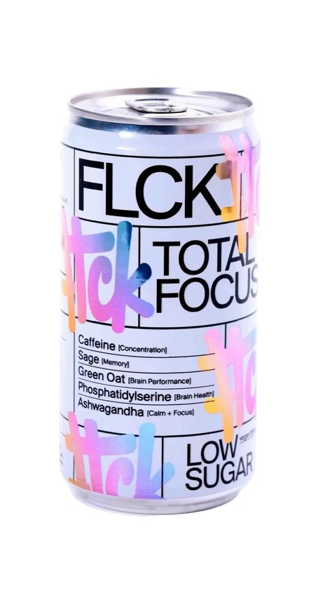 FLCK Gets Futuristic With Graffiti-Inspired Packaging For Energy Drink Brand Total Focus - DIELINE Soda Can Design Packaging, Soda Can Design, Futuristic Product Design, Energy Drinks Packaging, Creative Wine Label, Drinks Packaging, Creative Branding Design, Drinks Packaging Design, Drinks Brands