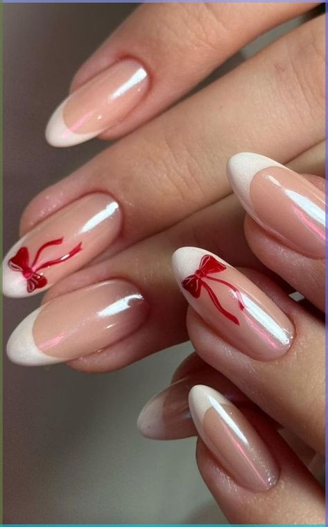 Cute Nail Inspo Colorful, French Tip Nails On Short Nails, Nail Designs Small Nails, Non Acrylic Nail Designs, Nail Ideas For Boyfriend, Yellow Bow Nails, Bow Fall Nails, French With Bow Nails, Nail Art Bow Designs