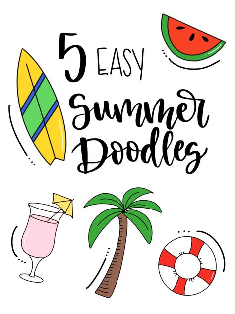 Cute Summer Doodles, Summer Drawings Easy, Summer Doodles, Summer Drawings, Fun Craft Projects, Free Printable Planner Stickers, Free Printable Planner, Drawing Doodles, Easy Doodle