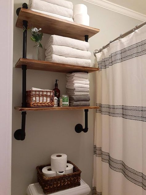 Amazon.com: ROGMARS Industrial Pipe Shelf Floating Shelves for Bathroom,Farmhouse Shelves with Towel Bar, Towel Rack Over Toilet Shelf, Rustic Wall Wood Shelves 19.7 Inch : Home & Kitchen Industrial Wall Shelves, Pipe Shelving, Shelves Over Toilet, Rustic Wall Shelves, Industrial Pipe Shelves, Bathroom Wall Shelves, Farmhouse Shelves, Pipe Shelves, Industrial Shelving