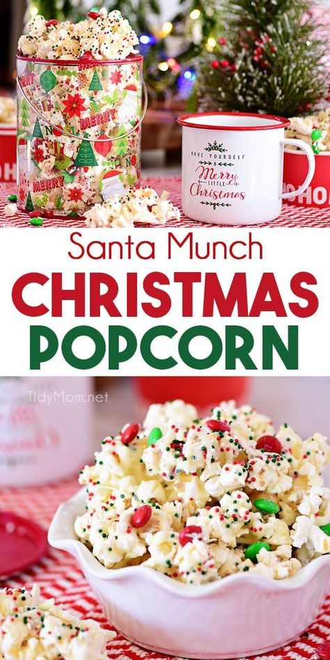 White Chocolate Popcorn, Dessert Halloween, Wallpaper Food, Christmas Popcorn, Salty Popcorn, Popcorn Treats, Popcorn Recipe, Easy Treat, Holiday Sprinkles