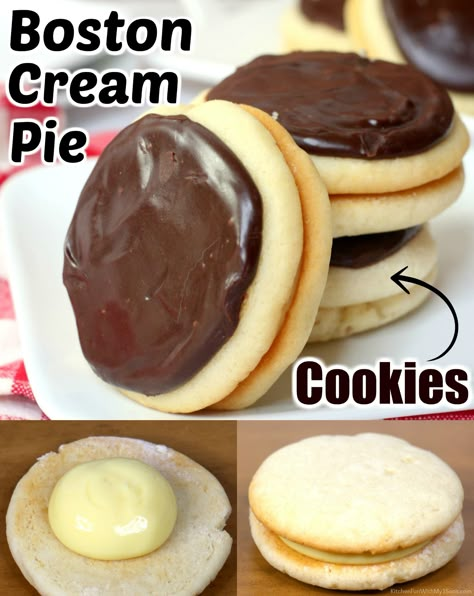 Boston Cream Pie Filling, Boston Cream Pie Cake, Cream Pie Cookies, Boston Cream Pie Recipe, Boston Cream Cake, Anzac Biscuits, Soft Cookies, The Best Cookies, Pie Crumble