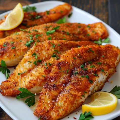 🌶️ Savor the bold flavors of Smoky Paprika Fried Fish! 🐟✨ #PaprikaFriedFish #BoldFlavors Smoky Paprika Fried Fish Ingredients: White fish fillets (1 lb) Paprika (2 tbsp) Flour (1 cup) Salt and pepper (to taste) Eggs, beaten (2) Breadcrumbs (1 cup) Vegetable oil (for frying) Lemon wedges (for garnish) Instructions: Season fish fillets with salt, pepper, and paprika. Dredge fillets in flour, dip in beaten eggs, and coat with breadcrumbs. Heat vegetable oil in a skillet over medium-high heat... Fish Aesthetic Food, Snap Peas And Carrots, Fried Fish Fillet, Fall Party Food Ideas, Twist Recipes, Fish Fried, Fall Party Food, Fry Fish, Peas And Carrots