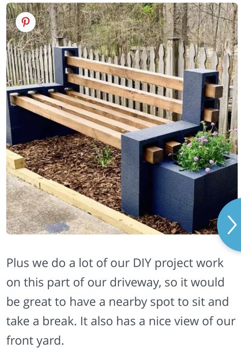 Diy Outdoor Bench, Cinder Block Bench, Block Bench, Garden Bench Diy, Diy Bench Outdoor, Cinder Blocks, Bench Diy, Diy Bench, Cinder Block