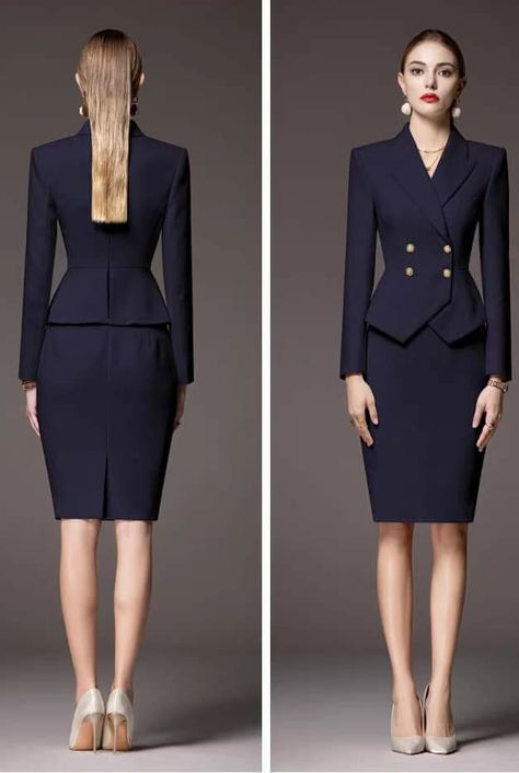 Formal Uniform For Women, Suit Skirt Outfit Classy, Work Suits For Women Office Wear, Modern Royal Outfits, Lawyer Fashion Women, Office Uniform For Women, Lawyer Suit, Skirt Suit Business, Formal Suits For Women