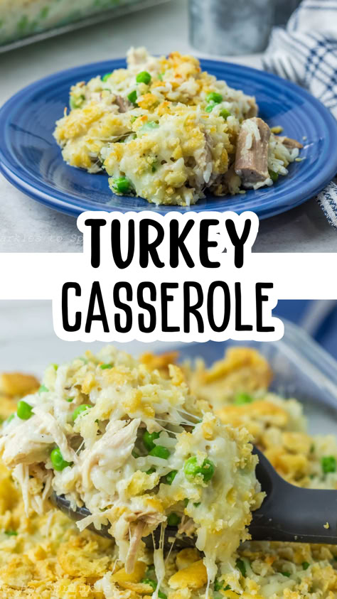 If you’re wondering what to do with leftover turkey, this Turkey Casserole recipe is your answer. It’s a creamy, cheesy, and perfectly seasoned dish that brings together tender turkey, hearty rice, and sweet peas in one cozy meal. Recipes With Canned Turkey, Crockpot Turkey Casserole Recipes, Leftover Turkey Meals Ideas, Thai Turkey Recipes, Turkey Dressing Casserole Recipes, Smoked Turkey Casserole Recipes, Recipes Using Turkey Breast, Chopped Turkey Recipes, Turkey Hotdish Casseroles