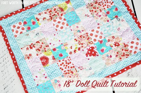 Quilted Doll Blanket, Doll Bed Quilts, Doll Quilt Patterns Free, Doll Blankets To Sew, Doll Quilt Patterns, American Girl Doll Quilt, Doll Blankets, Girl Quilts Patterns, Doll Blanket