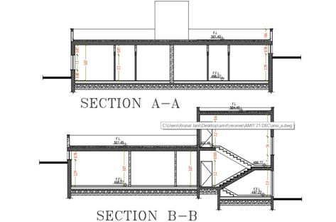 Download Free DWG file of construction house cross-section drawing shows RCC floor, slab, staircase, and wall section design with dimension detail. this is the one storey simple house cross-cut section drawing. Cross Section Drawing, Sectional Drawing, Side Elevation, Three Story House, Architecture Drawing Presentation, Architect Student, Construction House, Detail Drawing, Fashion Outfits For Men