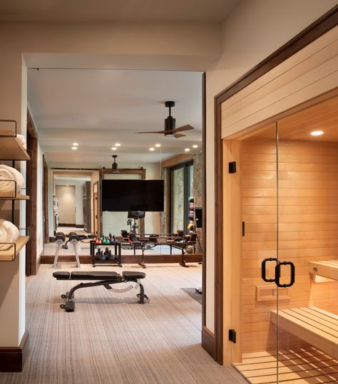 Dream Home Gym, Wellness Room, House Gym, Indoor Sauna, Basement Gym, Exercise Room, Gym Room At Home, Home Gym Decor, Sauna Room