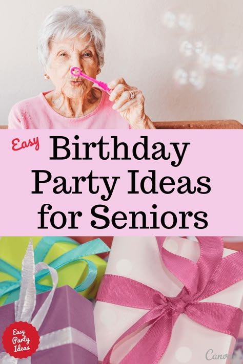 80th, 90th, 100th birthday? Party themes and party games! Wouldn't you want to celebrate it with these great party and game ideas? | Easy Party Ideas and Games #adultbirthday #birthday 80th Birthday Party Theme, 90th Birthday Party Theme, 85th Birthday Party Ideas, Easy Birthday Party Ideas, 70th Birthday Party Ideas For Mom, 90th Birthday Party Decorations, Grandmas Birthday Party, 90th Birthday Party Ideas, 90th Birthday Ideas