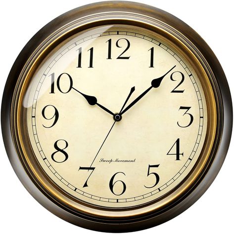 AmazonSmile: Retro Wall Clock - Plumeet 13'' Non Ticking Classic Silent Metal Wall Clocks Decorative Kitchen Living Room Bedroom - Arabic Numerals, Battery Operated (13'', Brown) : Home & Kitchen Watch Smart, Retro Wall Clock, Kitchen Clocks, Watch Pocket, Metal Clock, Decorative Kitchen, Vintage Living Room, Girls Purse, Large Wall Clock