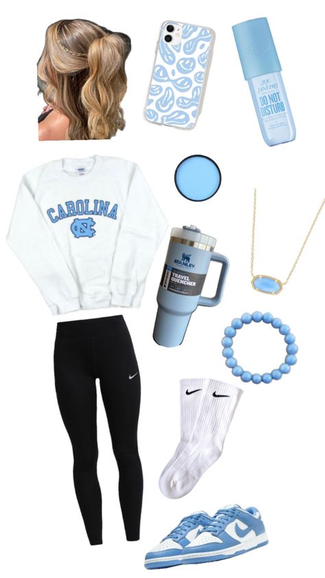 Outfits With Blue Dunks, University Blue Dunks Outfit, Blue Dunks Outfit, University Blue Dunks, Outfit Ideas Nike, Blue Dunks, Dunks Outfit, University Blue, Nike Dunks