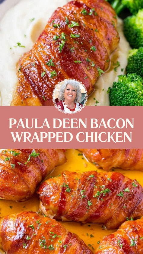 Paula Deen Bacon Wrapped Chicken Stuffed Chicken Bacon Wrapped, Bacon Wrap Chicken Breast, Chicken Bacon Cheese Recipes, Bacon Wrapped Chicken Breast Oven, Chicken Breast Bacon Recipes, Chicken With Bacon Recipes, Bacon And Chicken Recipes, Snow Day Food Ideas, Chicken Breast And Bacon Recipes