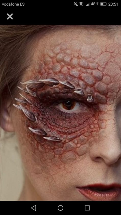 dragon makeup Dragon Prosthetic Makeup, Dragon Sfx Makeup, Prosthetic Makeup Special Effects, Special Effects Makeup Prosthetic, Reptile Makeup, Dragon Makeup Look, Sfx Makeup Prosthetic, Face Prosthetics, Makeup Dia