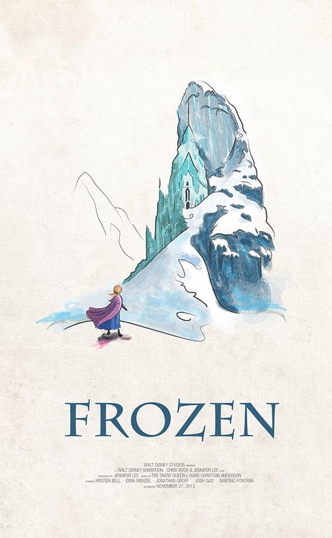 Frozen alternative Disney movie poster by Derek Payne Frozen Poster, Vintage Disney Posters, Deco Cinema, Scandinavian Poster, Aesthetic Disney, Disney Movie Posters, Frozen Art, Alternative Disney, Frozen Movie