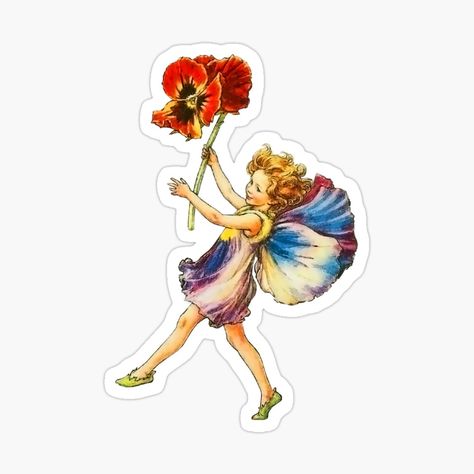 Get my art printed on awesome products. Support me at Redbubble #RBandME: https://www.redbubble.com/i/sticker/Flower-Fairy-Vintage-by-newtotem/160783128.EJUG5?asc=u Ideas For A Journal, Nice Stickers, Flower Fairies Books, Fairy Books, Fairy Stickers, Fairy Vintage, Aesthetic Fairy, Sticker Flower, Cicely Mary Barker