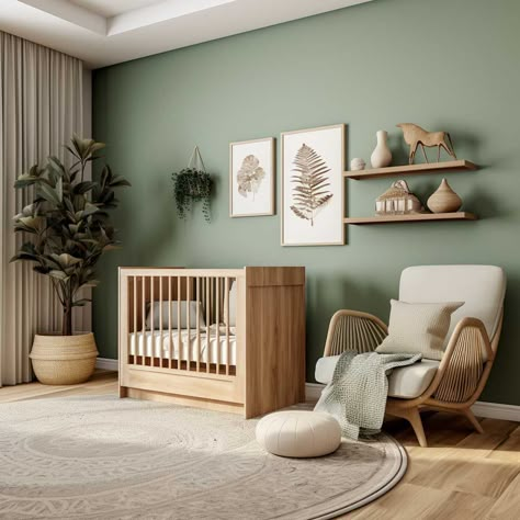 17+ Tranquil Green Nursery Designs for Your Little One • 333+ Images • [ArtFacade] Woodsy Nursery, Green Baby Nursery, Green Nursery Boy, Green Boys Room, Organization Nursery, Green Baby Room, Newborn Room, Cozy Baby Room, Nursery Designs