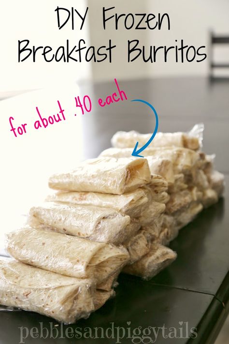 Breakfast burritos Diy Frozen Breakfast, Frozen Breakfast Burritos, Freeze Breakfast, Easy Burritos, Breakfast Burritos Frozen, Diy Breakfast, Recipes Brunch, Freezable Meals, Make Ahead Freezer Meals