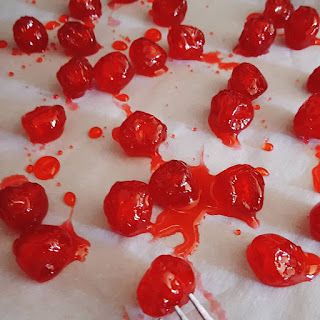 Diy Candied Cherries, How To Make Candied Cherries, Making Candied Fruit, Diy Candied Fruit, Candied Fruit Recipes How To Make, How To Make Candied Fruit, Candy Cherries, Candied Cherries Recipe, Cherry Mash Candy Recipe