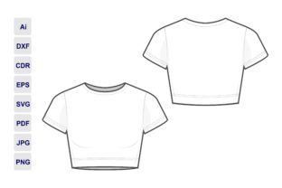 Fitted cropped tee shirt with fashion flats. Find this design on Creative Fabrica! #graphicdesign #tshirt . #Croquis #Crop_Top_Sketch_Drawing #Crop_Top_Technical_Drawing #Clothing_Mockup_Templates Clothe Sketch Ideas, Crop Top Technical Drawing, Clothing Mockup Free Apparel Design, Shirt Drawing Women, Clothes Base Drawing, Tshirt Technical Drawing, Crop Top Template, Tshirt Design Drawing, Crop Top Illustration